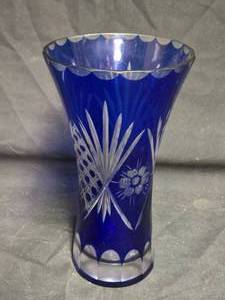 lot 159 image: Cobalt Blue Cut-to-Clear Crystal Vase