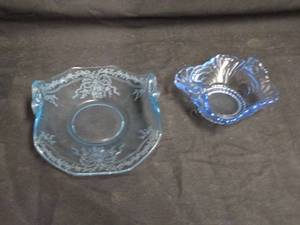 lot 167 image: Set of Two Vintage Blue Glass Bowls