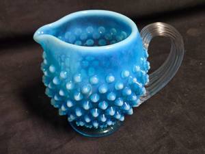 lot 181 image: Fenton Blue Opalescent Hobnail Pitcher