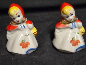 lot 309 image: Vintage Red Riding Hood Salt and Pepper Shakers