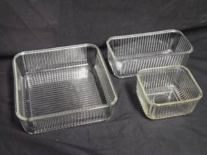 lot 344 image: Vintage Glass Refrigerator Dishes - Set of 3 (No Lids)