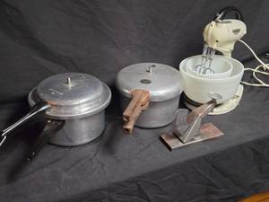 lot 399 image: Vintage Kitchen Appliances and Cookware Lot - Hamilton Beach, Presto, and More