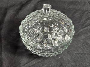 lot 123 image: Pressed Glass Covered Candy Dish