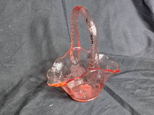lot 154 image: Glass Basket with Etched Floral Design