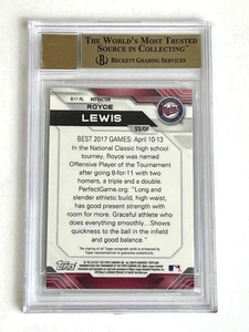 2017 Bowmans Best Royce Lewis Minnesota Twins Autograph Refractor Rookie Card BGS 9.5 with 10 Auto