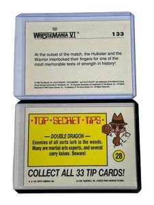 Vintage 1989 Topps Nintendo Stickers #28 Punch-Out Bam Trading Card and 1990 Titan Sports #133 Wrestle Mania VI Hulk Hogan & Ultimate Warrior Card