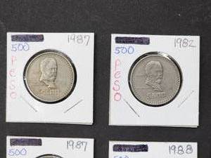 (6) Assorted Foreign 500 Peso Mexican Coins