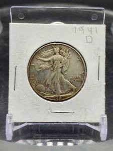 1941-D U.S. Mint Walking Liberty Silver Half Dollar