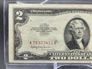 Series 1953 C U.S. Mint Red Two Dollar Bill