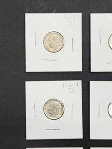 (9) 1964-D U.S. Mint Silver Roosevelt Dimes