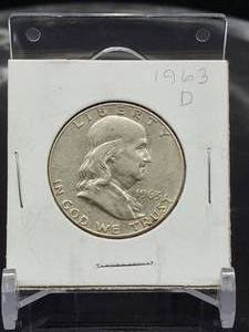 1963-D U.S. Mint Franklin Silver Half Dollar