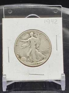 1942 U.S. Mint Walking Liberty Silver Half Dollar