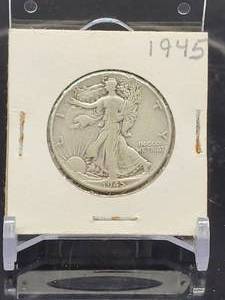 1945 U.S. Mint Walking Liberty Silver Half Dollar