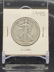 1945 U.S. Mint Walking Liberty Silver Half Dollar
