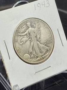 1943 U.S. Mint Walking Liberty Silver Half Dollar