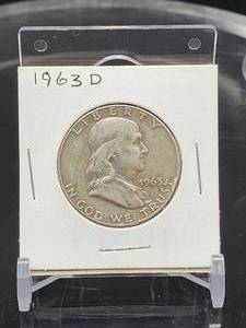 1963-D U.S. Mint Franklin Silver Half Dollar