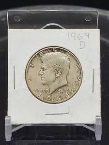 1964-D U.S. Mint Kennedy Silver Half Dollar