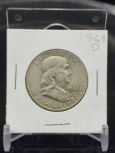 1963-D U.S. Mint Franklin Silver Half Dollar