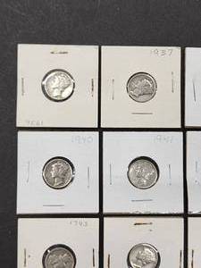 (9) Assorted U.S. Mint Silver Mercury Dimes