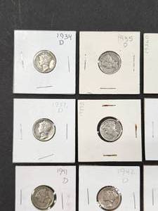 (9) Assorted U.S. Mint Silver Mercury Dimes