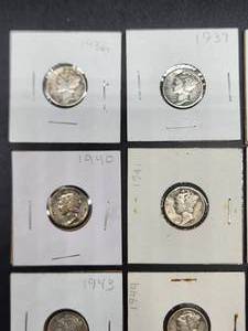 (9) Assorted U.S. Mint Silver Mercury Dimes
