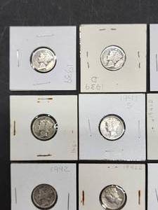 (9) Assorted U.S. Mint Silver Mercury Dimes