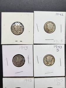 (9) Assorted U.S. Mint Silver Mercury Dimes