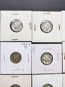 (9) Assorted U.S. Mint Silver Mercury Dimes