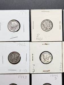 (9) Assorted U.S. Mint Silver Mercury Dimes