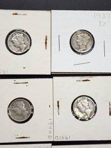 (9) Assorted U.S. Mint Silver Mercury Dimes