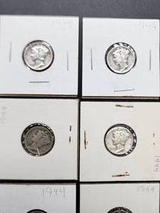 (9) 1944 U.S. Mint Silver Mercury Dimes