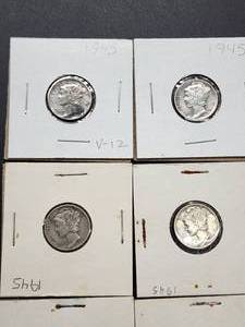 (9) 1945 U.S. Mint Silver Mercury Dimes