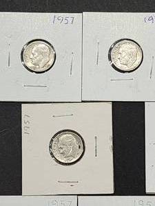 (8) 1957 U.S. Mint Silver Roosevelt Dimes
