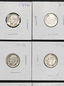 (9) 1946 U.S. Mint Silver Roosevelt Dimes