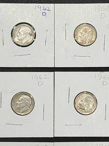 (9) 1962-D U.S. Mint Silver Roosevelt Dimes