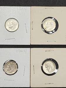 (9) 1964 U.S. Mint Silver Roosevelt Dimes