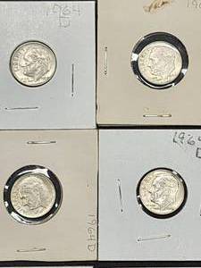 (9) 1964-D U.S. Mint Silver Roosevelt Dimes