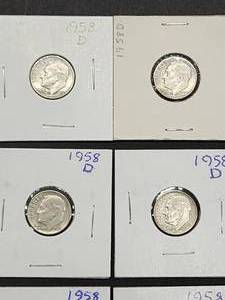 (9) 1958-D U.S. Mint Silver Roosevelt Dimes