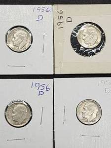 (9) 1956-D U.S. Mint Silver Roosevelt Dimes