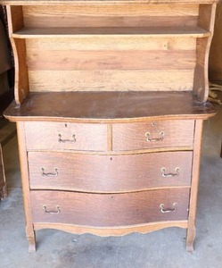 Antique Oak Serpentine-Style DresserCustom Solid Two-Piece