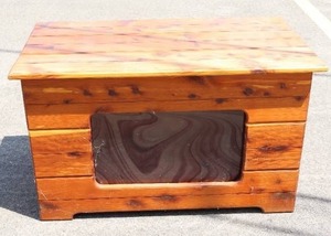 Vintage Custom Cedar Chest wStained Glass-Style Glass...