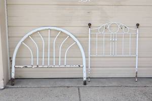 Lot Of 2 Twin size white metal bed headboard