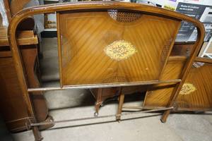 Antique Art Nouveau-Style Metal Headboard & Footboard