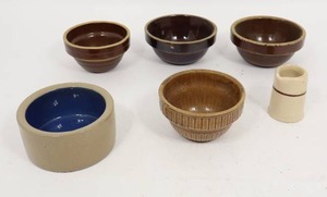 (6) Antique Stoneware Yellowware Pottery Bowls...