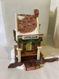lot 111 image: Dept. 56 Dickens Village Series - Childe Pond Porcelain Figurine and Dept 56 Candles, Shops of Dickens Village