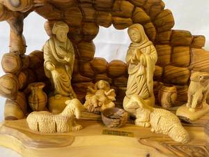 lot 123 image: Hand Carved Manger Scene, Made In Bethlehem