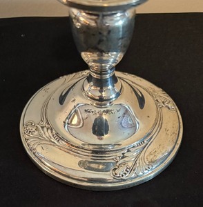 lot 33 image: Pair of Vintage Weighted Sterling Silver Candle Holders
