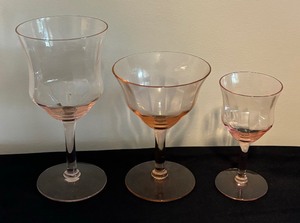 lot 36 image: Pretty Pink Depression Glass Stemware