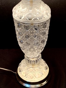 lot 234 image: Pretty Vintage Glass Crystal Base Table Lamp with Pleated Shade