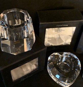 lot 240 image: Collection of Oleg Cassini Crystals and Oleg Cassini Crystal Votive Candle Holders, Signed
